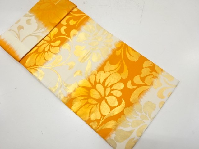 JAPANESE KIMONO / UNUSED FLORAL PATTERN WOVEN NAGOYA OBI
